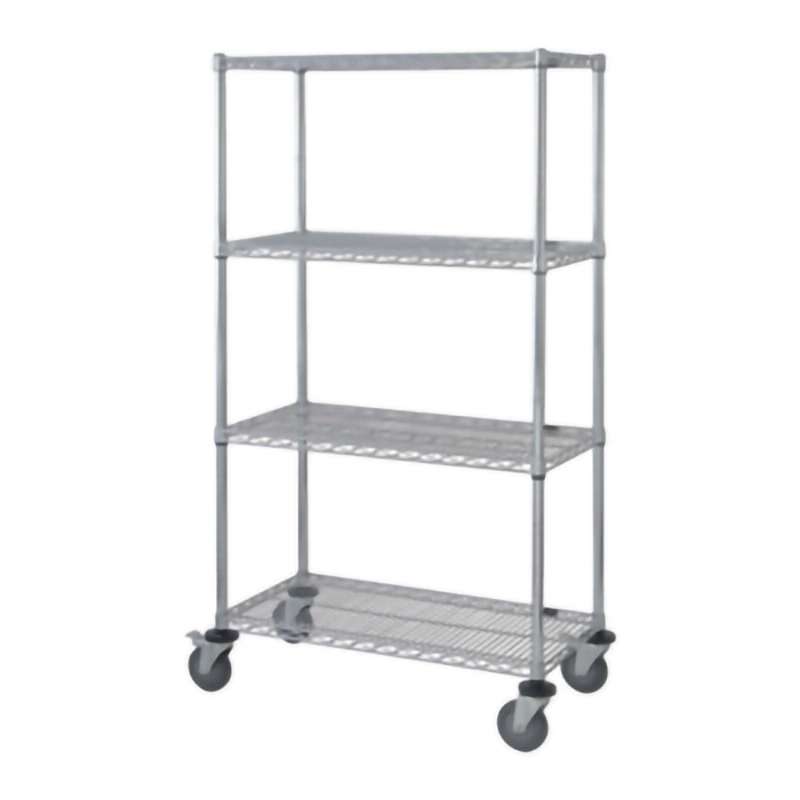 Mobile Shelving Unit, 18" X 72" X 63", Steel, 4-Shelf